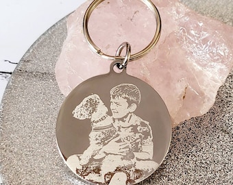 Actual photo keyring, engraved from any clear image.