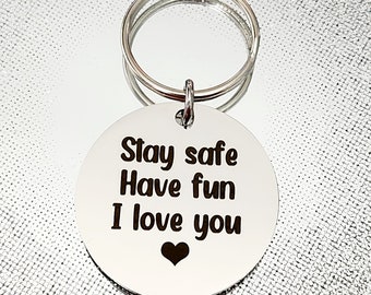 Drive safe keyring, personalised.