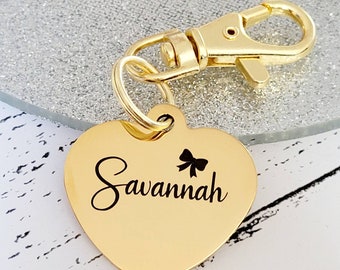 Bow design pet ID tags engraved,  stainless steel rose gold heart with bow design.
