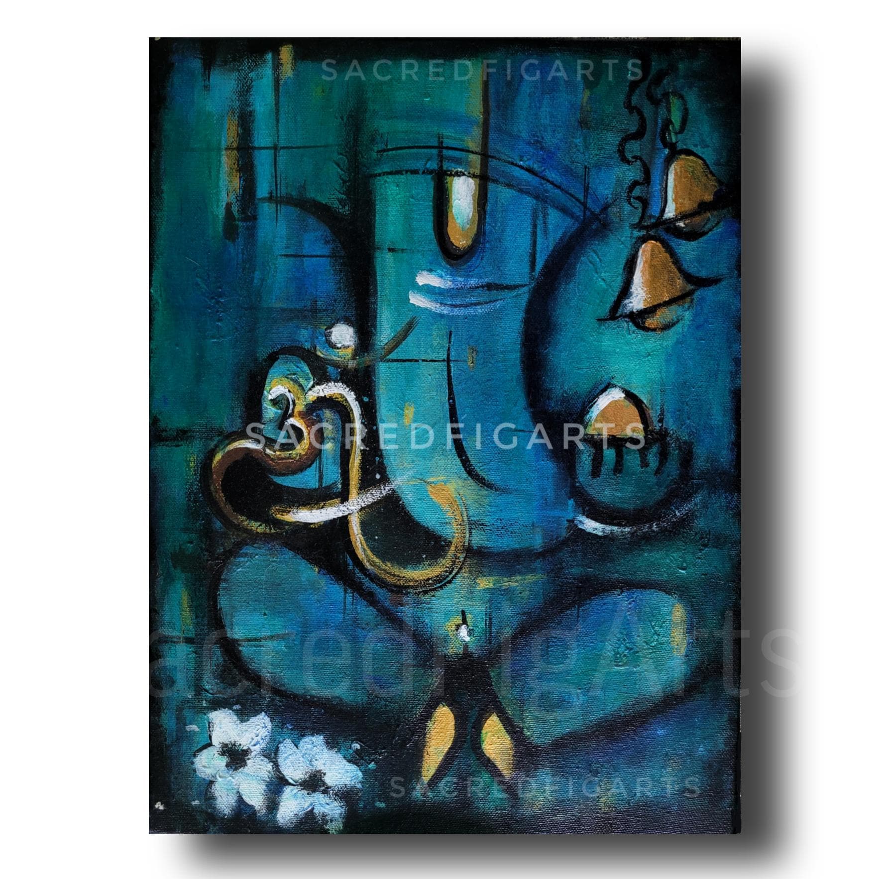Ganesha painting, Ganesh painting, Ganesh art, Modern art, Contemporary art, Indian home decor, Religious painting, 12x16, Ready to hang