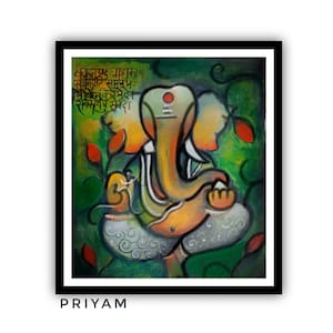 Ganesha painting, Indian art, Indian painting,  Modern art, Contemporary Ganesh art, Indian Home Decor, Original  Art, Ready to Hang Canvas