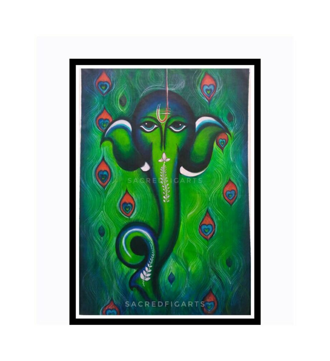 Ganesha Wall Art, Large Canvas Painting, Big Artwork, Living Room Decor