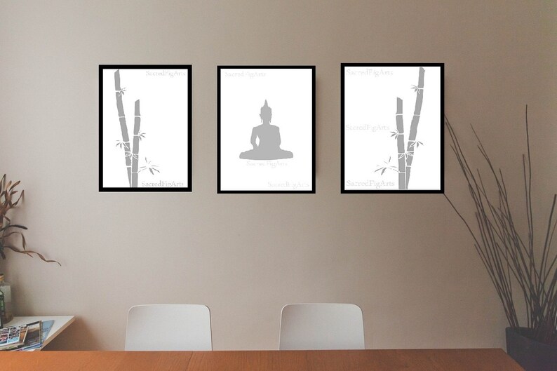 Buddha Bambu Tryckset, Minimalistisk Meditation Konst (PDF Ladda ner) bild 1