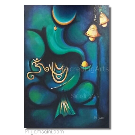 Ganesh Painting Big Canvas Art Modern Acrylic Painting  Etsy