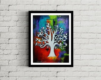 tree of life, spiritual artwork, sacred geometry, rooted, earth element, canvas painting, mandala, buddha art, contemporary painting, modern