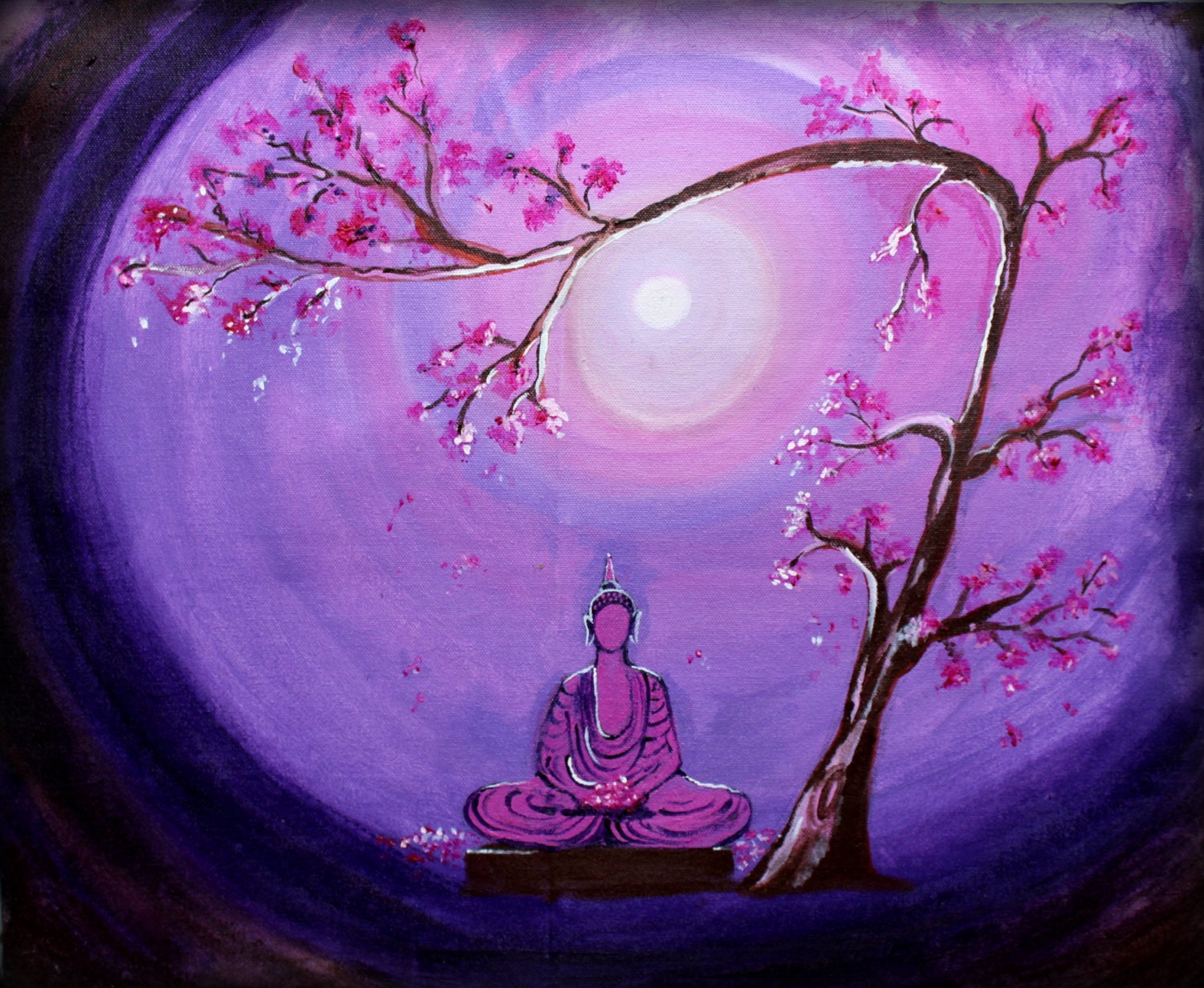 Buddha Wall Art, Canvas Indian Painting, Purple Art, Modern