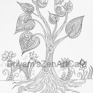 tree of life, instant download, printable art, adult coloring, handmade drawing, DIY art papercraft, instant art illustration page, easy