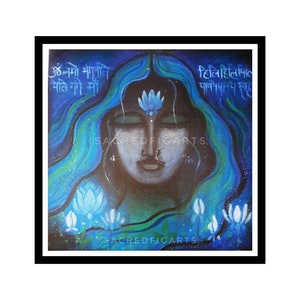 Ganga painting, Hindu art, Ma Ganga art, 12x12 art, Canvas painting,  Modern Art, Indian art, Figurative painting,  Ready to hang, Art