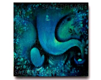Original acrylic painting, Ganesha , Ganpati art, Indian artwork, blue painting, modern abstract art, canvas painting