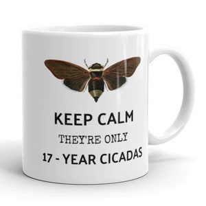 Cicada Mug: Keep Calm 17-Year Cicadas, Entomologist Gift