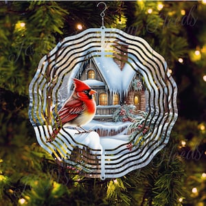 Cardinal Christmas Wind Spinner: Cozy Cottage Yard Art