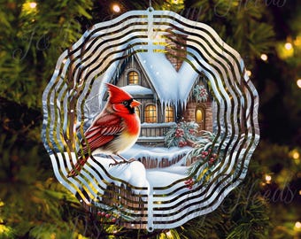 Cardinal Christmas Wind Spinner: Cozy Cottage Yard Art