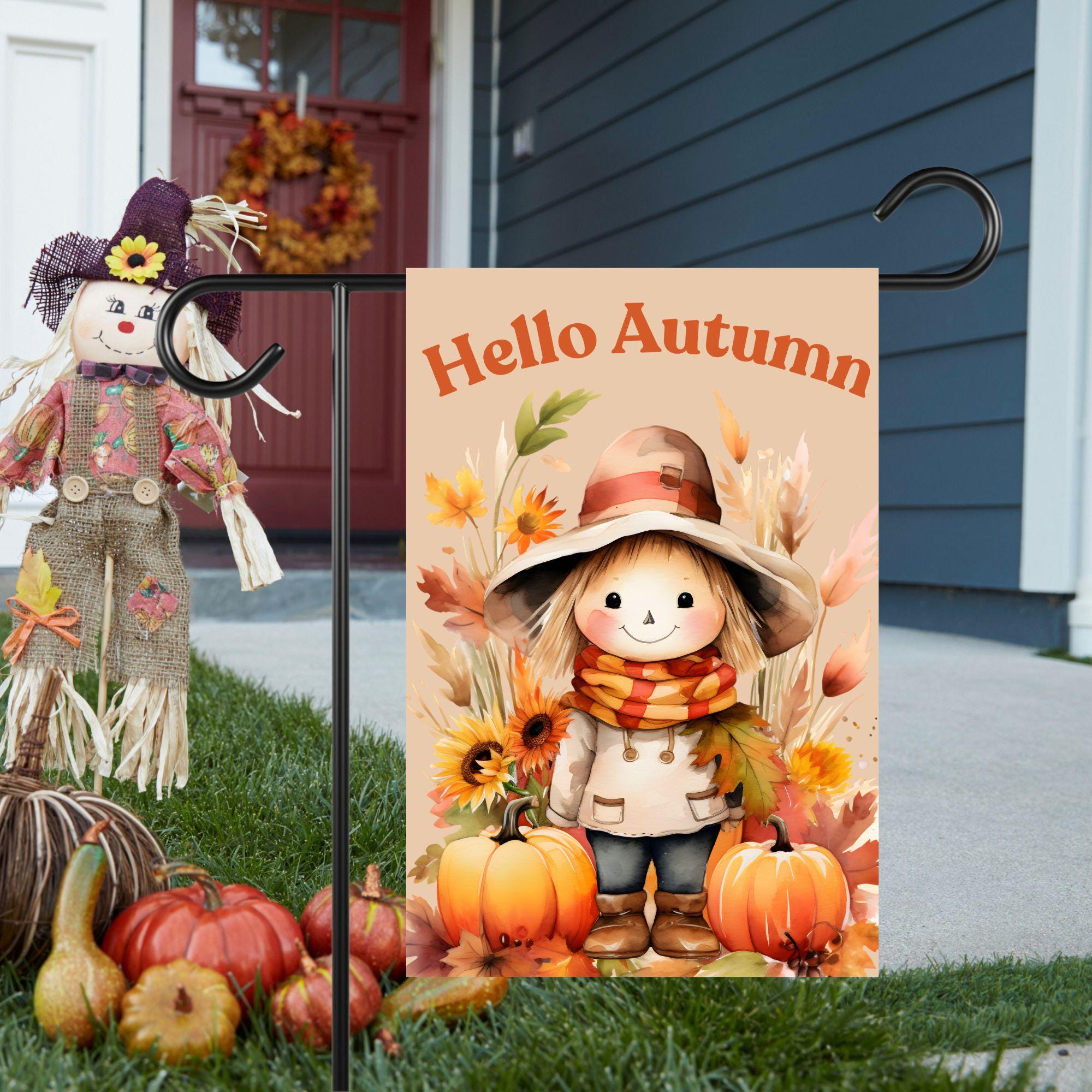 3D-Vogelscheuche Gartenflagge Herbst – Doppelseitig, 30x45 Cm, Wetterfest, Für Hof & Garten