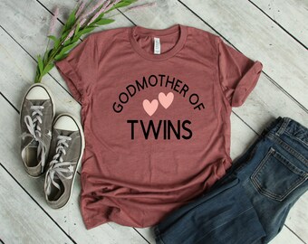 Godmother of Twins T-Shirt, Godparent Gift