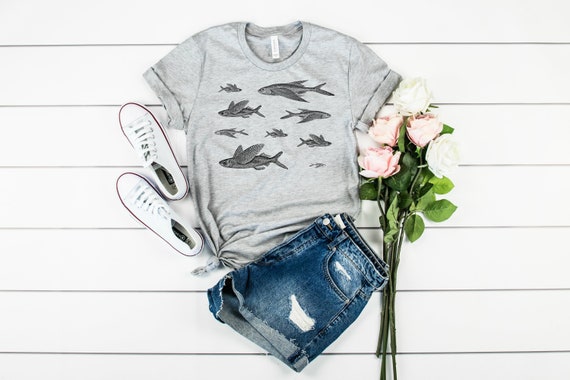 Vintage Flying Fish T-Shirt: Exocoetidae Fishing Apparel