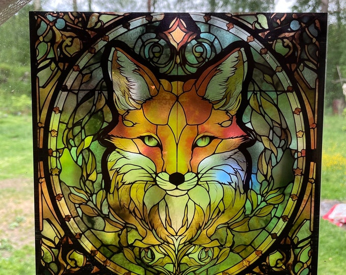 Fox Faux Stained Glass Window Cling, Suncatcher sticker