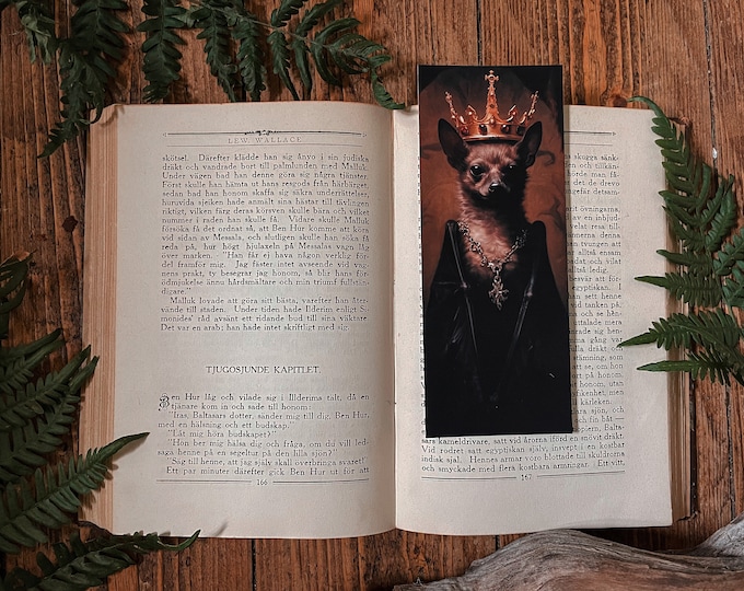 Handmade Bat King Laminated Bookmark - Add a Spooky Touch to Your Reading Experience
