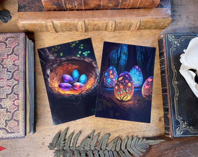 Easter cards, ostara card set of 2, spring easter decor
