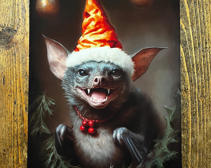 Christmas Bat Art Print