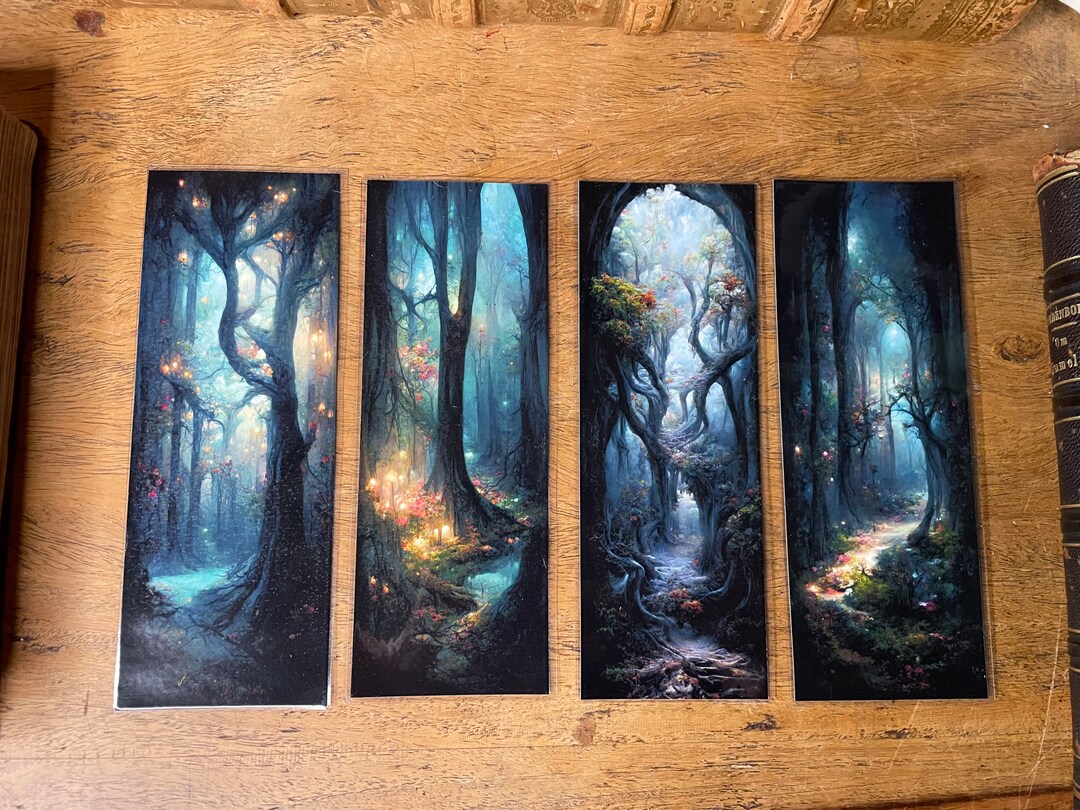 Enchanted Forest Bookmark Set of 4, Fantasy Bookmark, Fairycore Book ...