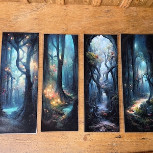 Enchanted forest bookmark set of 4, fantasy bookmark, fairycore book lover gift