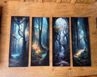 Enchanted forest bookmark set of 4, fantasy bookmark, fairycore book lover gift