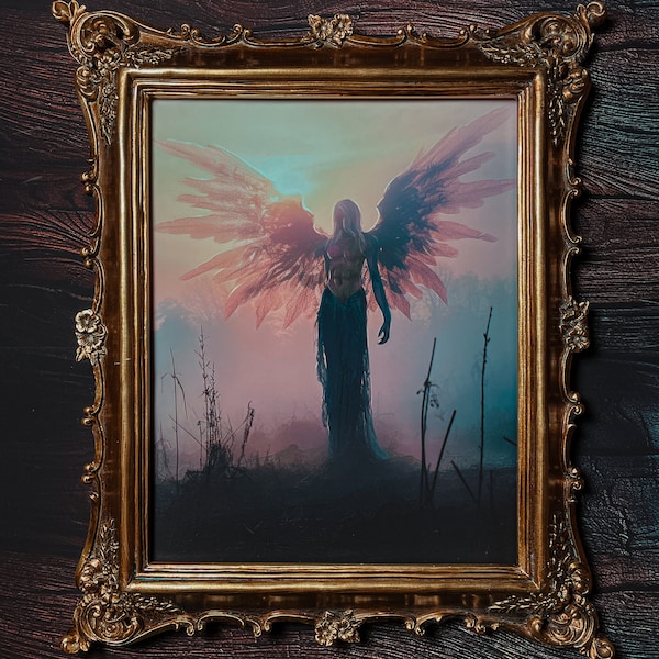 Lucifer Art Print, The Morning Star Wall Hanging, Goth Home Decor