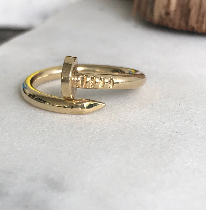 14k Solid Gold Nail Ring 18K Nail Ring Nail Ring Gold Nail Etsy