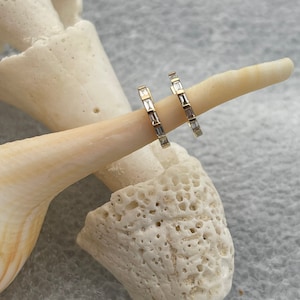 Baguette Diamond huggies, 14K solid gold, gold hoops, tiny hoops, dainty huggies, dainty earrings, hoops, diamond hoops, gold hoops, gold,