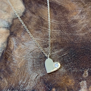 14K Oro giallo solida, ciondolo fascino del cuore, fascino del cuore di amante, cuore d&#39;oro, collana cuore d&#39;oro, fascino del cuore, ciondolo del cuore d&#39;oro, charme,
