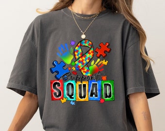 Support squad Autism png sublimation design download, Autism Awareness png, Autism ribbon png, Autism puzzle png, sublimate designs download