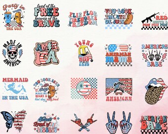 Retro 4th of july svg and png bundle Party in USA American mama Honey babe Red White Back it up Wild land of Free Funny Shirt design