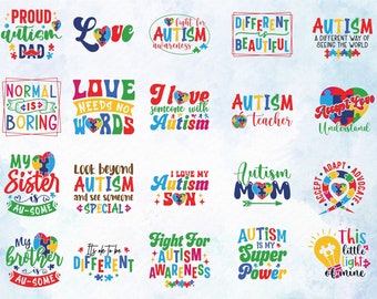 Autism Awareness SVG Bundle, Autism quotes svg, Autism t-shirt design, Autism typography svg, gift for autism, Autism sister and brother svg