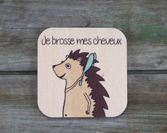 Symbol "I brush my hair", wooden - Daily Routine - 3 to 5 years