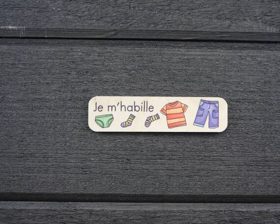 Pictogramme responsabilité-défi en bois | Je m'habille | Tableau de tâches Les défis de la Meute | 5-10 ans