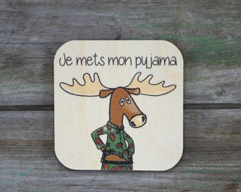 Pictogram "I put on my pyjamas", in wood - Daily routine - 3 to 5 years old