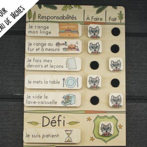 Task-responsibility pictogram in wood Customizable with chalk Task sheet The challenges of the Pack 5-10 years image 2