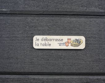 Piktogramm „Verantwortungs-Challenge“ aus Holz | Ich räume den Tisch ab | Aufgabentafel Die Herausforderungen des Rudels | 5-10 Jahre alt