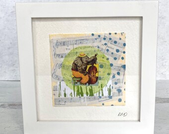 Framed Collage Art: One Elephant Band