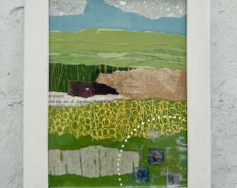 Framed Collage Art: Bold Colored Landscape