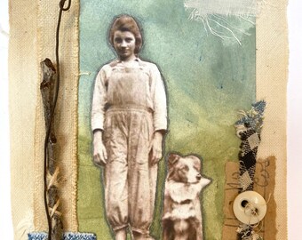 A Girl and Her Dog Framed Collage Art: Boone Companion