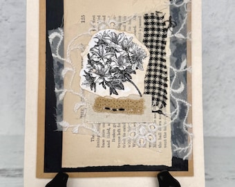 Original Collage Art: Black and Cream Floral 3