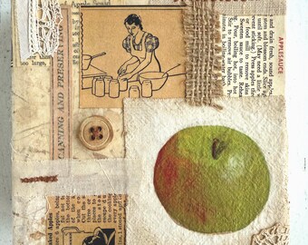 Mixed Media Collage: Green Apple