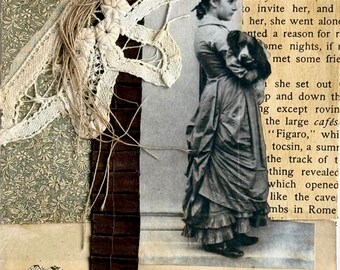 A Girl and Her Dog Mixed Media Collage: Confidante