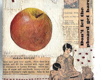 Mixed Media Collage: Red Apple