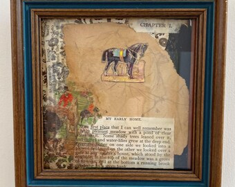 Framed Mixed Media Collage: Horse Stories