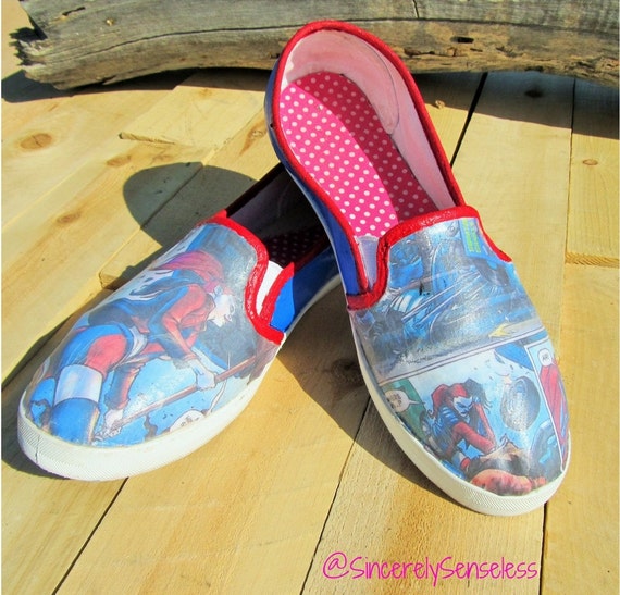 Items similar to Harley Quinn Comic Book SlipOn Shoes on Etsy
