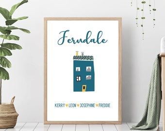 Personalised Family Print, Family Print, Personalised Address Print, House Warming Print, New Home, Family Name Print, New Home Print