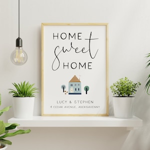 PERSONALIZED Home Sweet Home Druck | Neues Zuhause Geschenk, nur Druck, gerahmt oder digitaler Download, Einweihungsparty Geschenk, neues Zuhause Poster, Wandkunst
