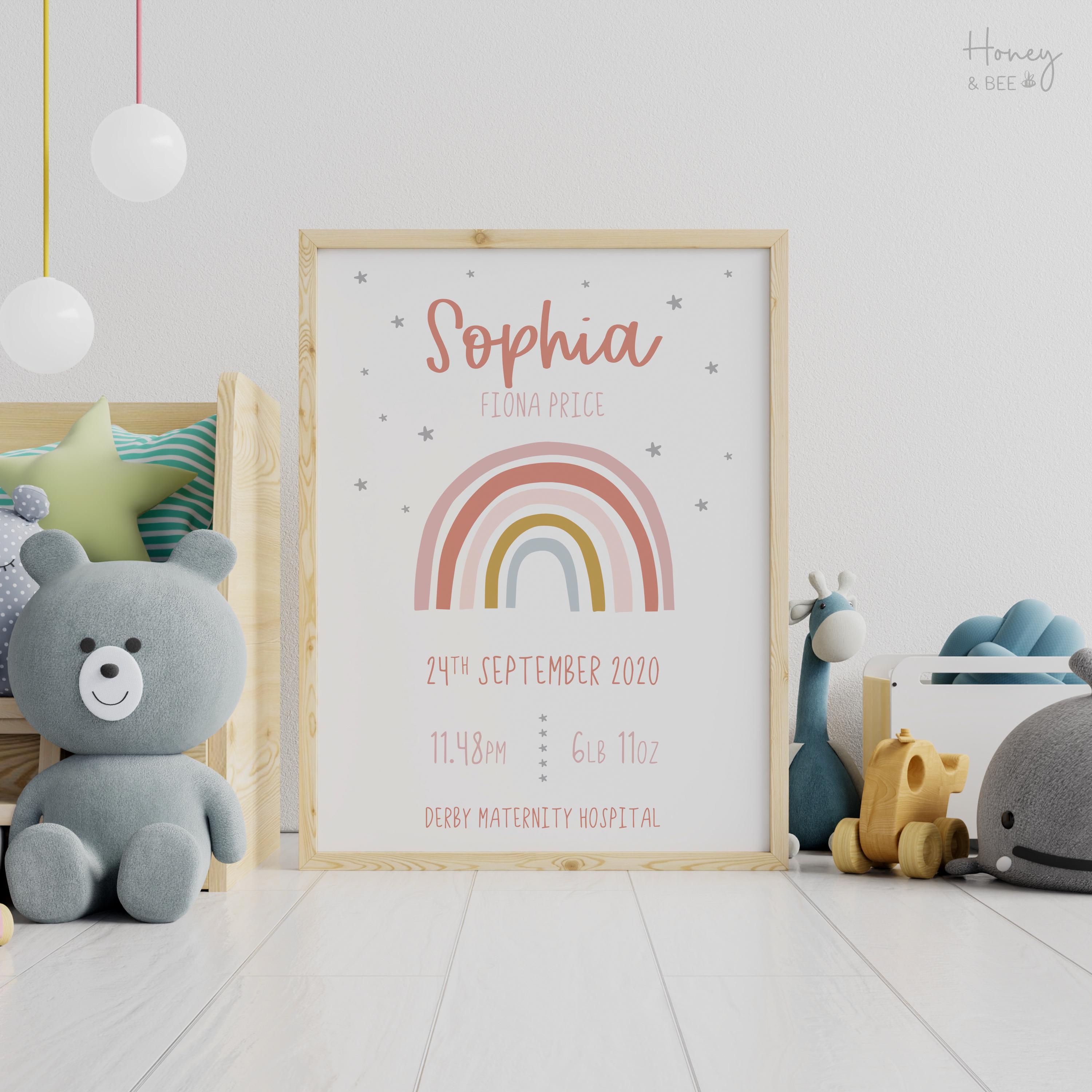 Personalised New Baby Print: Framed or Print Only | Birth Details Print ...